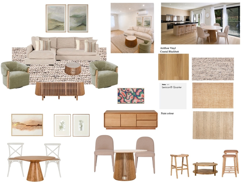 Lounge + Dining Room Interior Design Mood Board by IIDR Interior Design