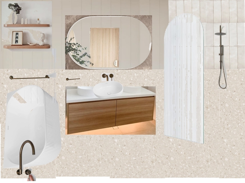 main bathroom beige terrazzo beaumonts Interior Design Mood Board by kathok