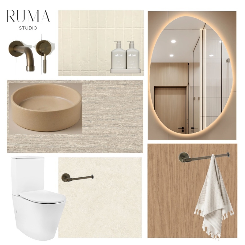 Oakview Abode - Powder Room Interior Design Mood Board by Ruma Studio
