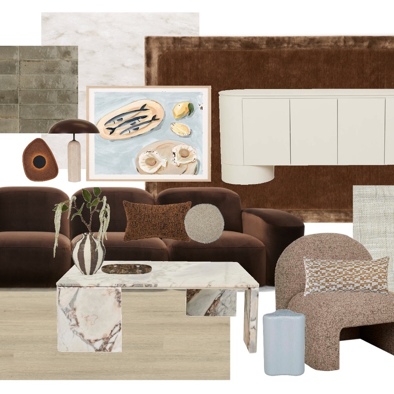 Choc Brown & Powder Blue Interior Design Mood Board by Genevieve Erougian