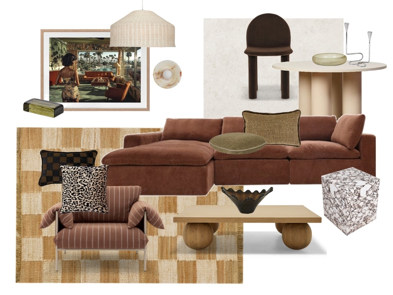 The burnt tones of Palm Springs Interior Design Mood Board by Genevieve Erougian