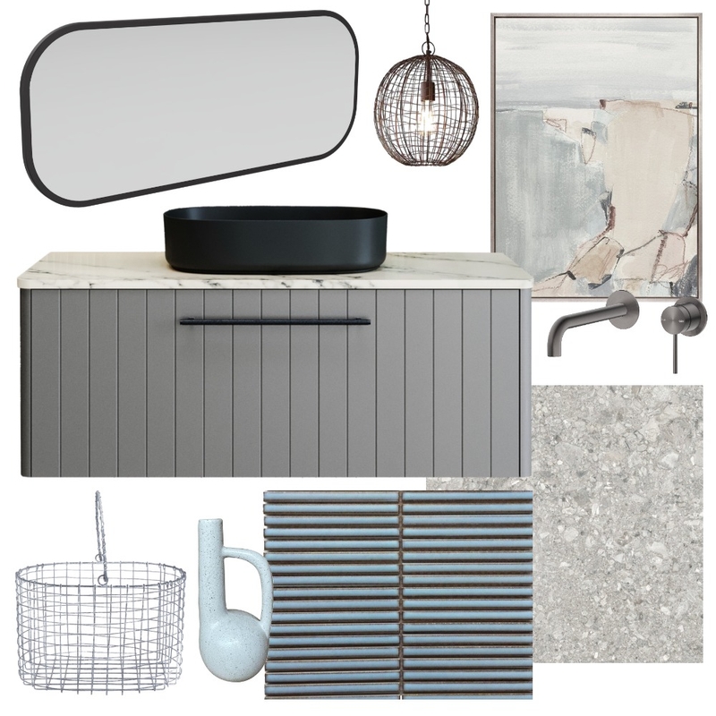 Stone & Smoke | Saba with Jazz Arch Frame Mirror Interior Design Mood Board by Timberline