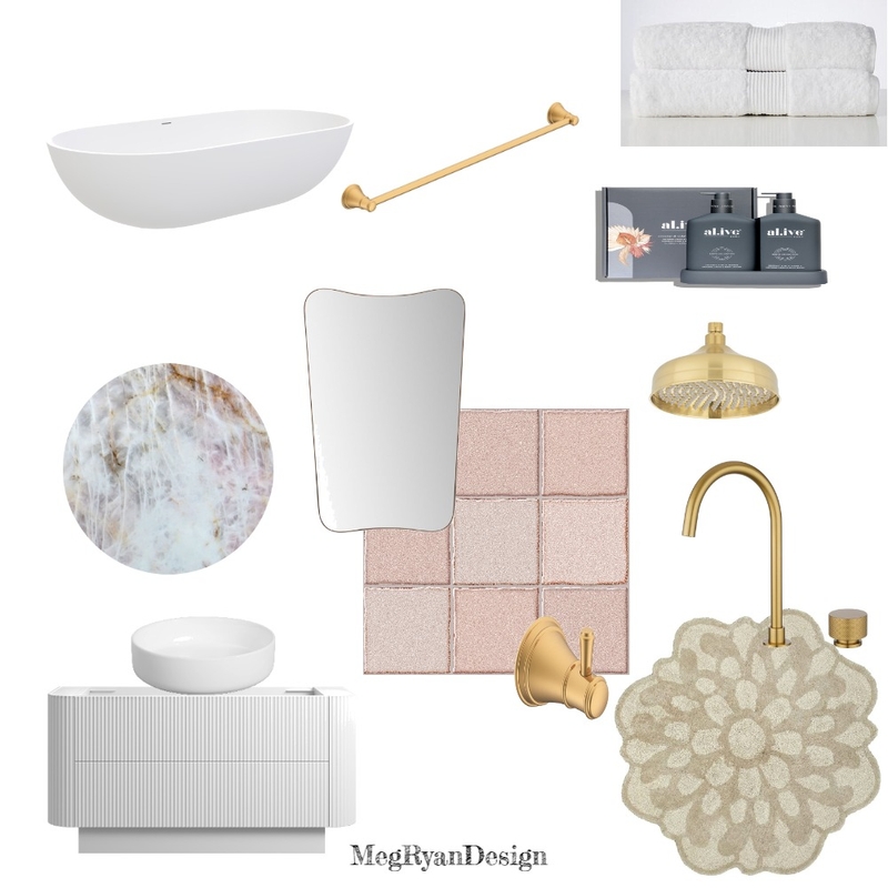 Blush Ensuite Interior Design Mood Board by Meg Ryan Design Blush Ensuite Interior Design Mood Board by Meg Ryan Design