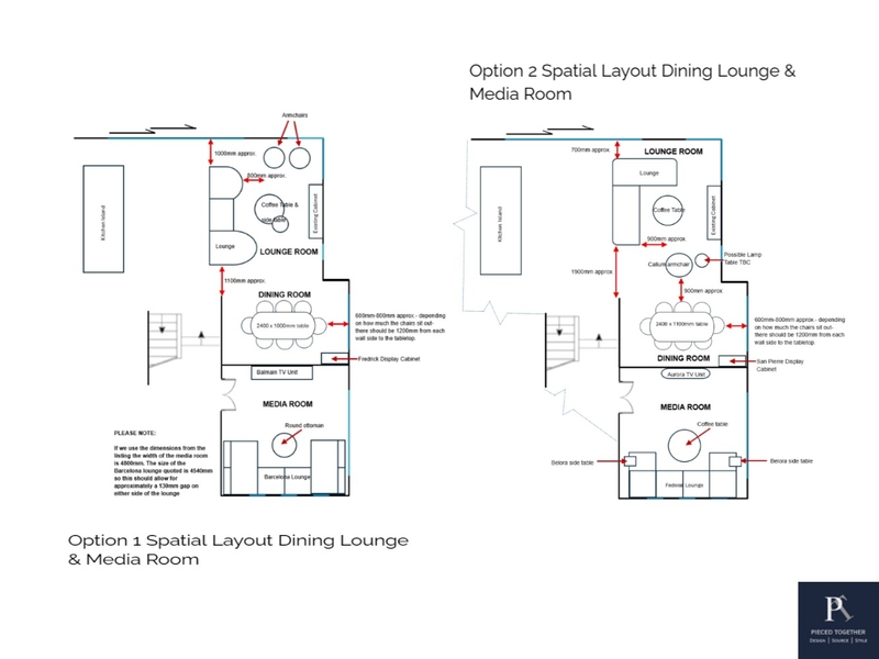 Option 1 and 2 spatial layout Interior Design Mood Board by MaryV