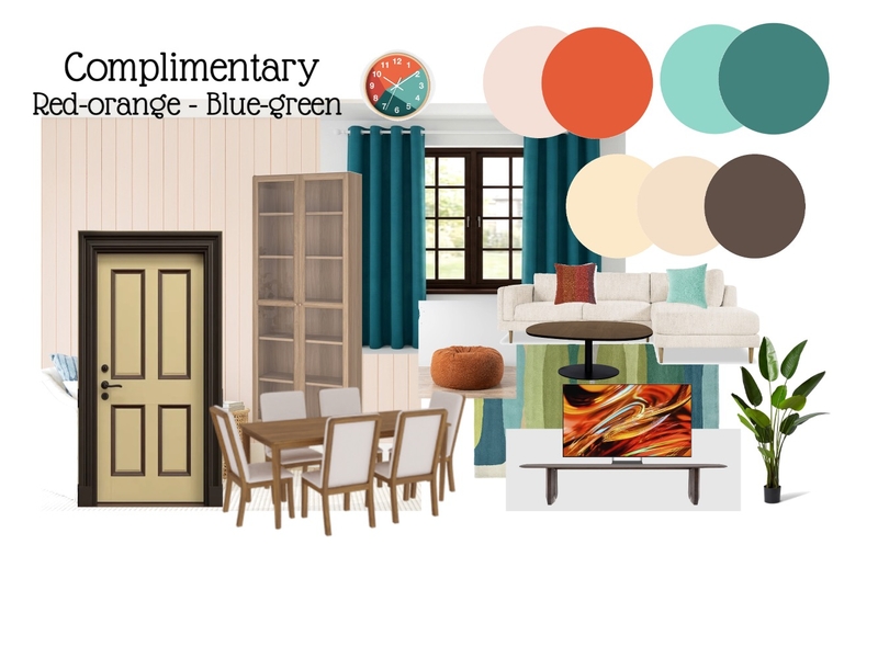 Color Harmony: Complimentary (Red-orange:Blue-green) Interior Design Mood Board by Ann Clariz Yap-Arcilla Color Harmony: Complimentary (Red-orange:Blue-green) Interior Design Mood Board by Ann Clariz Yap-Arcilla