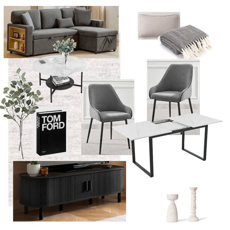 Kew 1 bed living room Light Grey Up Interior Design Mood Board by Lovenana