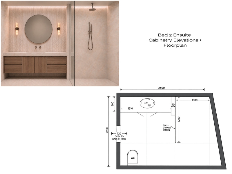 Mangan - Ensuite 2 Cabinetry Elevation Interior Design Mood Board by Styled Interior Design