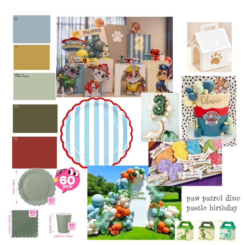 Paw patrol dino pastle birthday Interior Design Mood Board by MiraDesigns