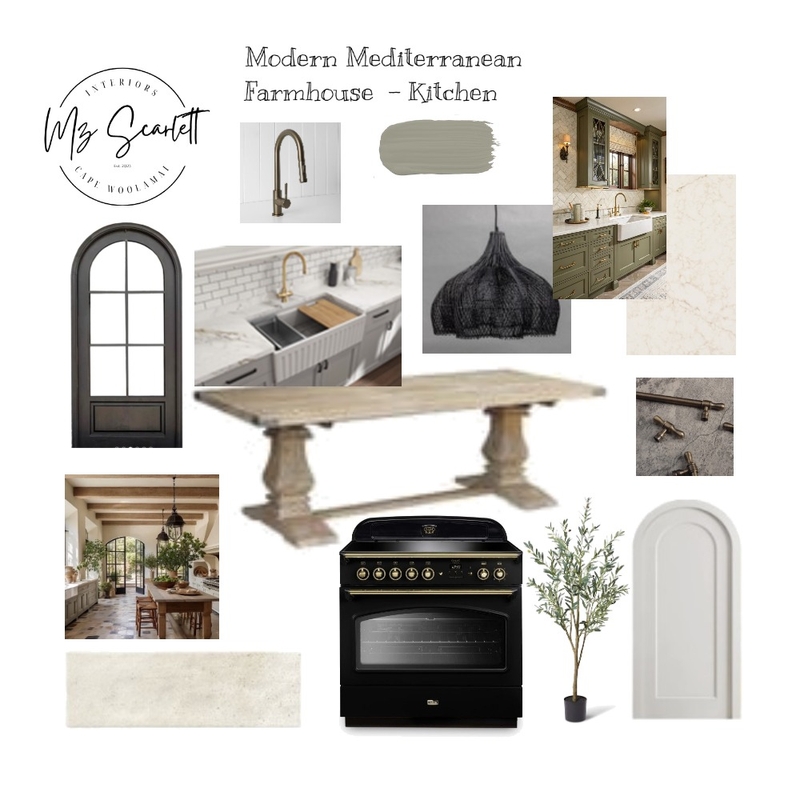 Modern Mediterranean Farmhouse Kitchen Interior Design Mood Board by Mz Scarlett Interiors